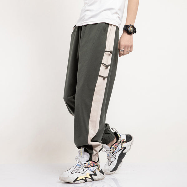 Men's Chinese-Style Cotton Wide-Leg Pants