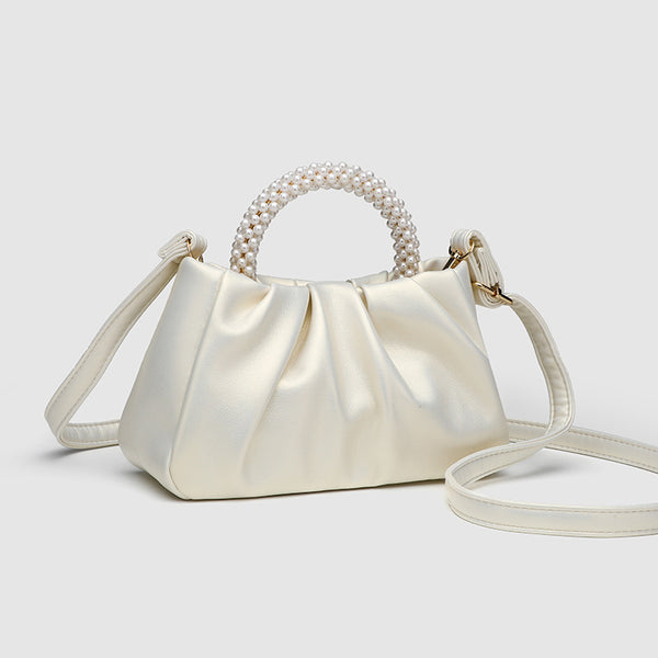 Pearl Handle Ruched Cloud Mini Crossbody