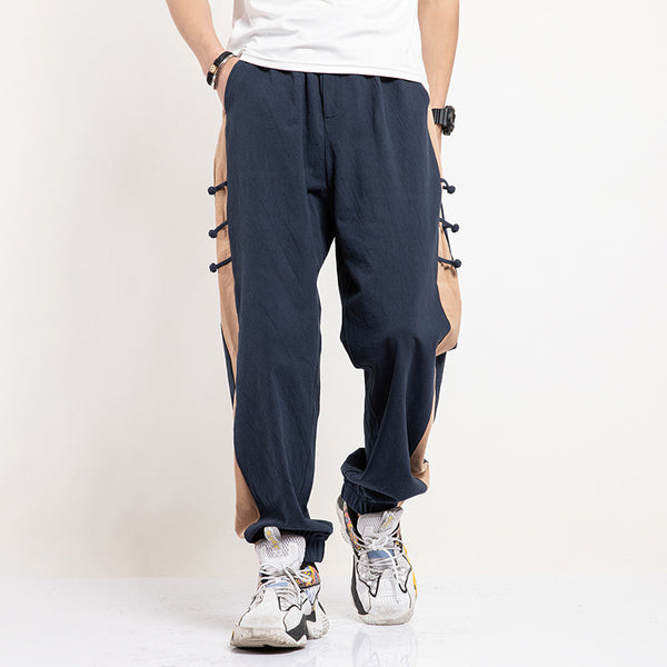 Men's Chinese-Style Cotton Wide-Leg Pants