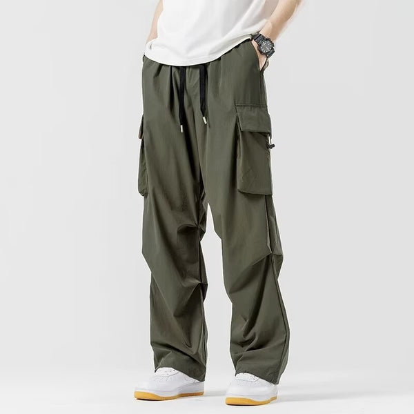 Men's Wide-Leg Drawstring Cargo Pants
