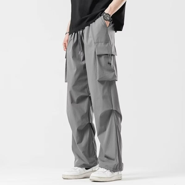Men's Wide-Leg Drawstring Cargo Pants