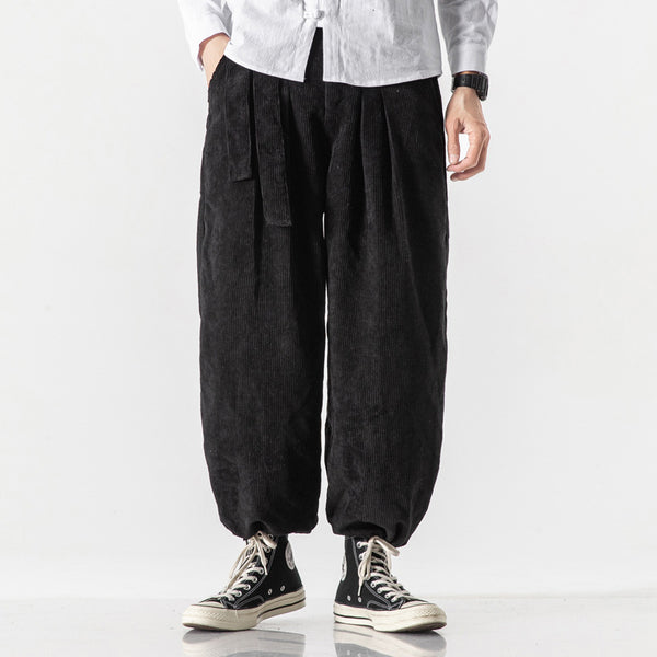 Corduroy Relaxed Straight Pants — Casual Trousers
