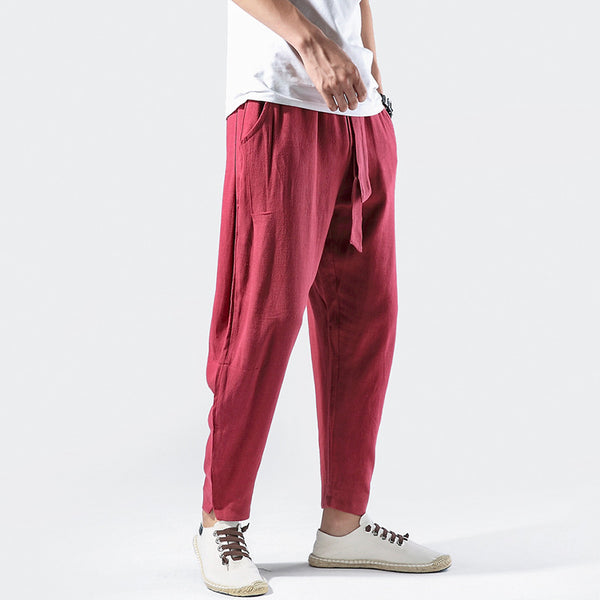 Men's Cotton-Linen Loose Drawstring Pants