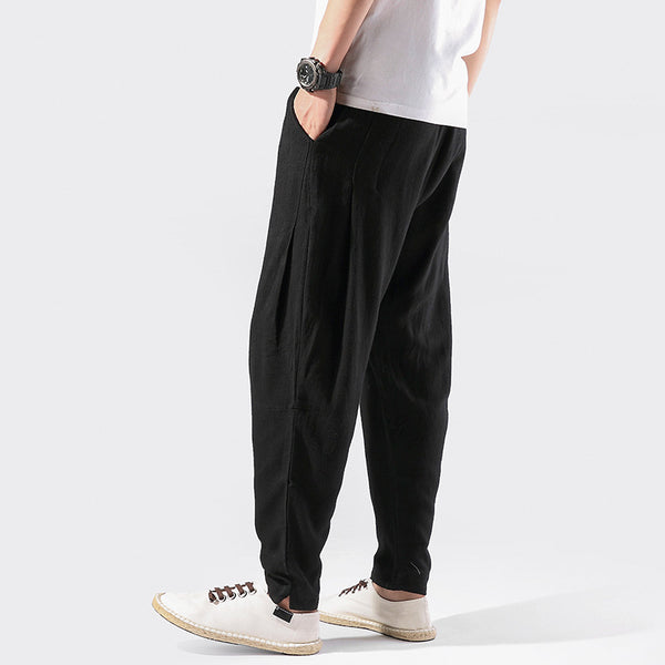 Men's Cotton-Linen Loose Drawstring Pants