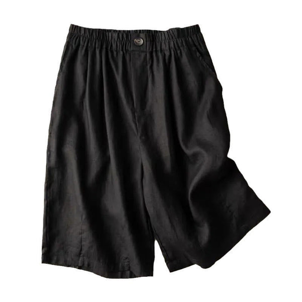 Wide-Leg Pleated Knee-Length Bermuda Shorts for Women – Stylish Comfortable Casualwear