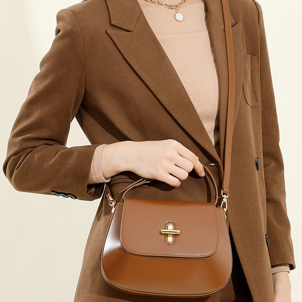Women's Oval Leather Crossbody Bag