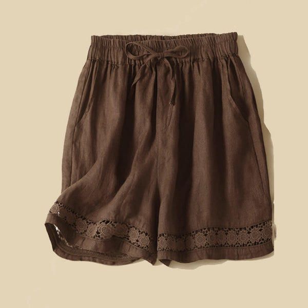 Relaxed Fit Lace Trim Casual Shorts for Women – Comfortable Stylish Design