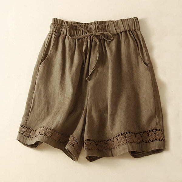 Relaxed Fit Lace Trim Casual Shorts for Women – Comfortable Stylish Design