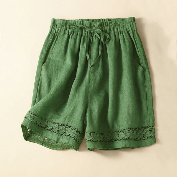 Relaxed Fit Lace Trim Casual Shorts for Women – Comfortable Stylish Design