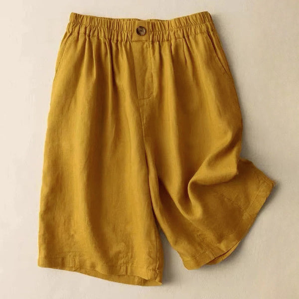 Wide-Leg Pleated Knee-Length Bermuda Shorts for Women – Stylish Comfortable Casualwear