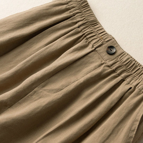 Wide-Leg Pleated Knee-Length Bermuda Shorts for Women – Stylish Comfortable Casualwear