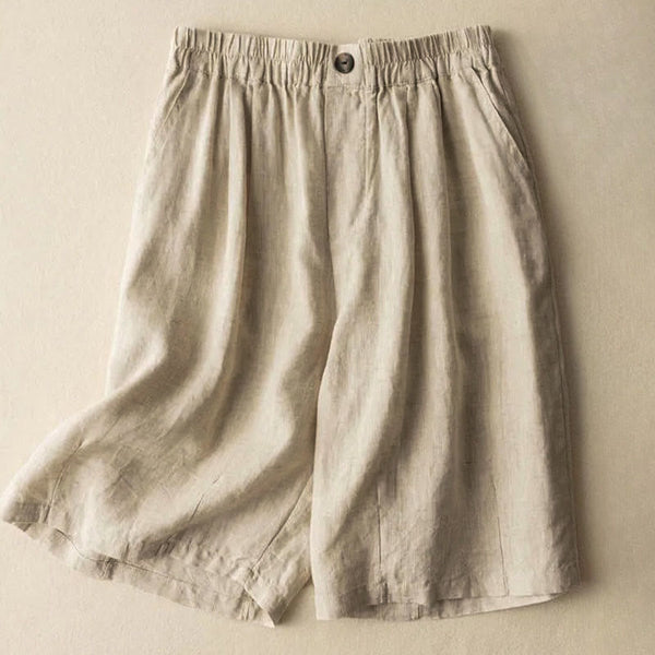 Wide-Leg Pleated Knee-Length Bermuda Shorts for Women – Stylish Comfortable Casualwear