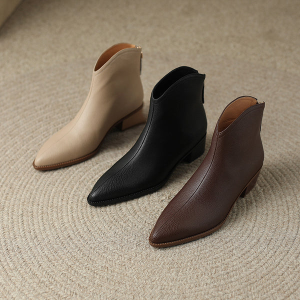 Sheepskin Pointed-Toe Ankle Boots