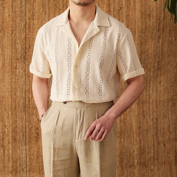 Men’s Embroidered Eyelet Summer Shirt