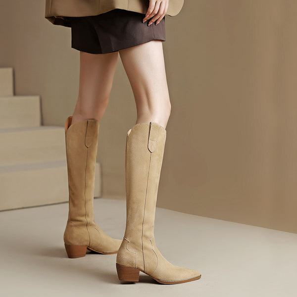Matte Cowhide Mid-Calf Boots