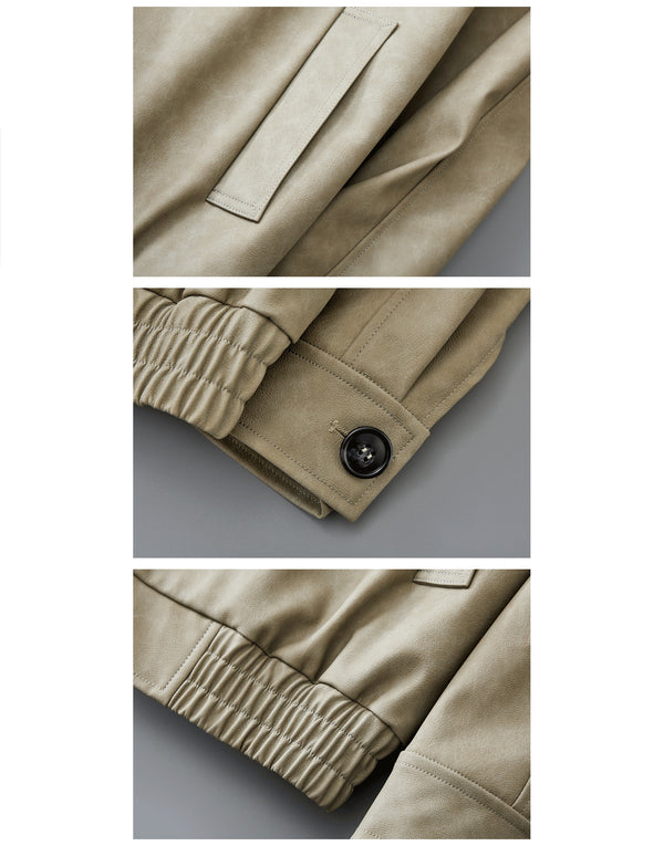 Men's Two-Tone Retro Leather-Look Jacket