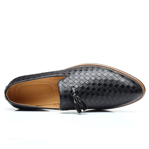 Woven Leather Tassel Loafers – Business & Casual Style