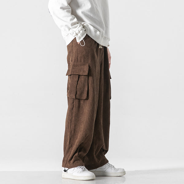 Men's Wide-Leg Corduroy Drawstring Pants