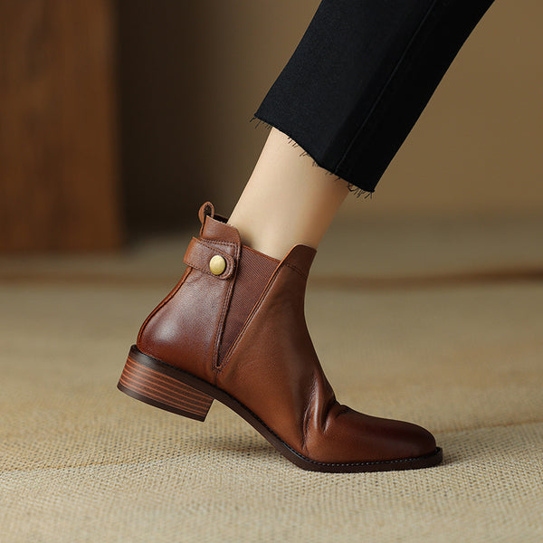 Tassel Ankle Boots with Chunky Low Heel