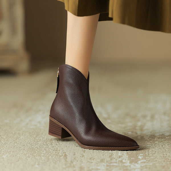 Sheepskin Pointed-Toe Ankle Boots