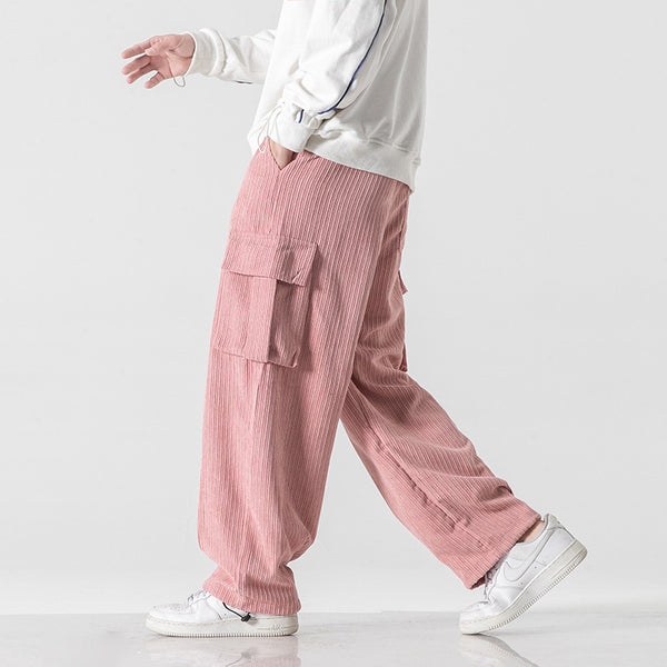 Men's Wide-Leg Corduroy Drawstring Pants