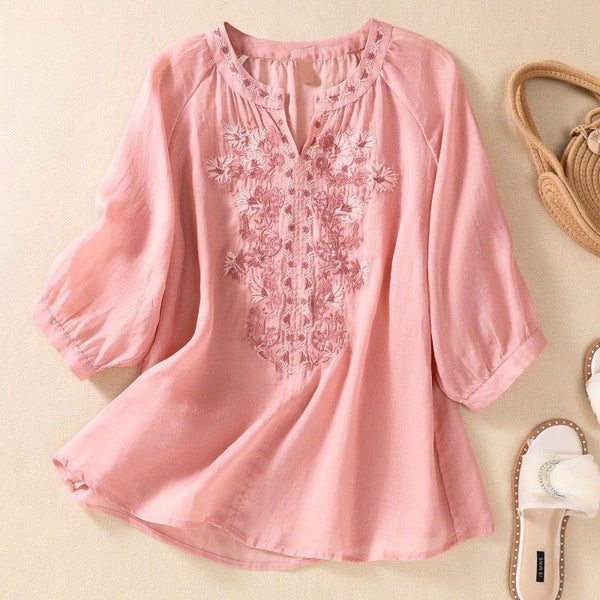 Relaxed Fit Embroidered Blouse for Women – Casual Stylish Comfort