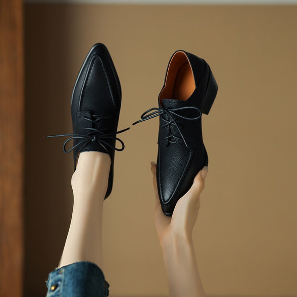 Sharp Silhouette Lace-Up Heels