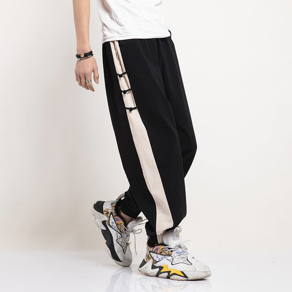 Men's Chinese-Style Cotton Wide-Leg Pants