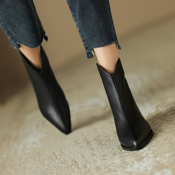 Sheepskin Pointed-Toe Ankle Boots