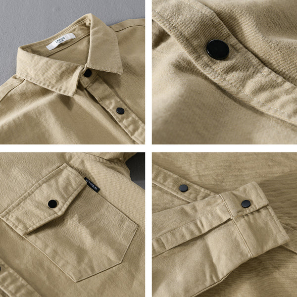 American Retro Cotton Button-Down Shirt