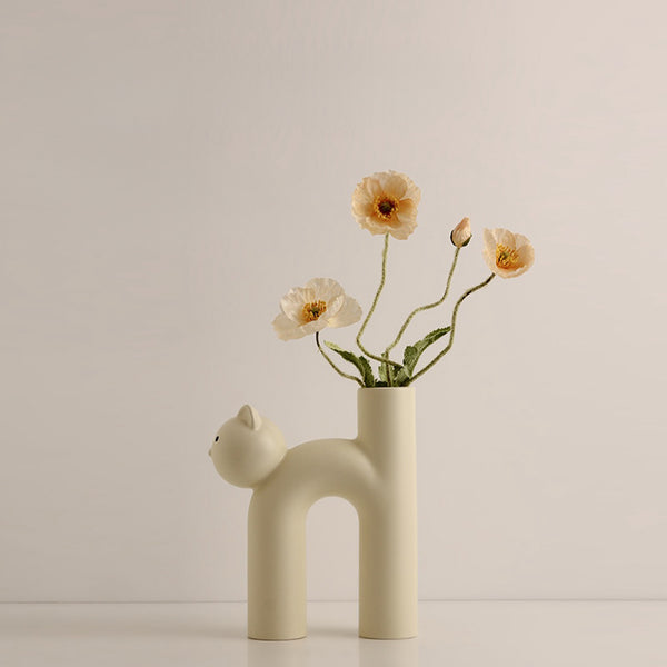 Ceramic Cat-Shaped Flower Vase