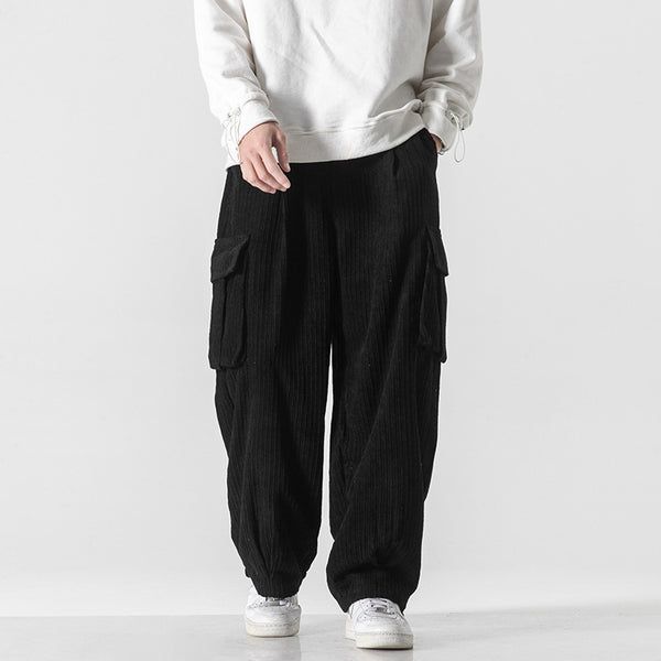 Men's Wide-Leg Corduroy Drawstring Pants
