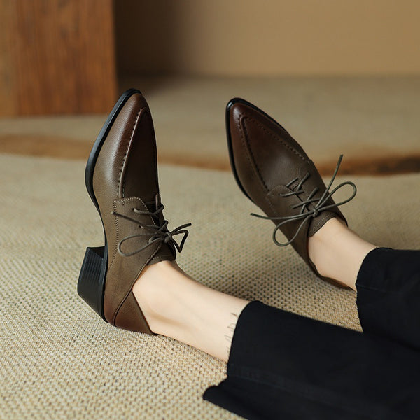 Sharp Silhouette Lace-Up Heels