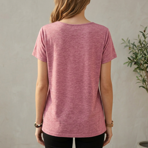 Relaxed Cowl Neck Short Sleeve Top for Women – Soft Casual Fit