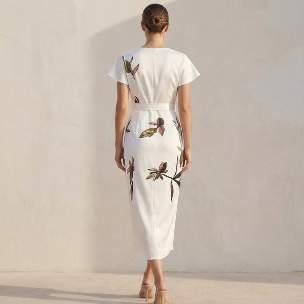 Belted A-Line Wrap Midi Dress for Women – Elegant & Flattering Design