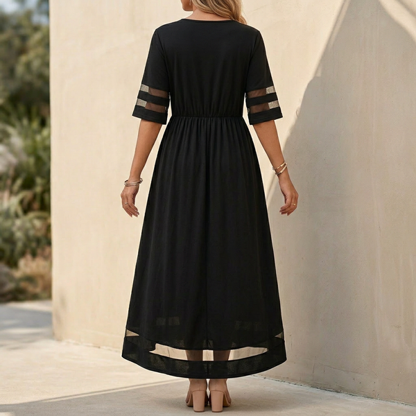 A-Line Empire Waist Maxi Dress for Women – Elegant Sheer Comfort