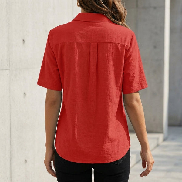 Relaxed Fit Collared Button-Up Shirt for Women – Casual Comfort & Style