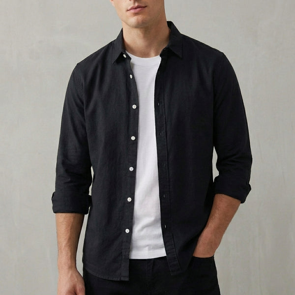 Relaxed Fit Collared Button-Down Shirt for Men – Casual Comfort & Style
