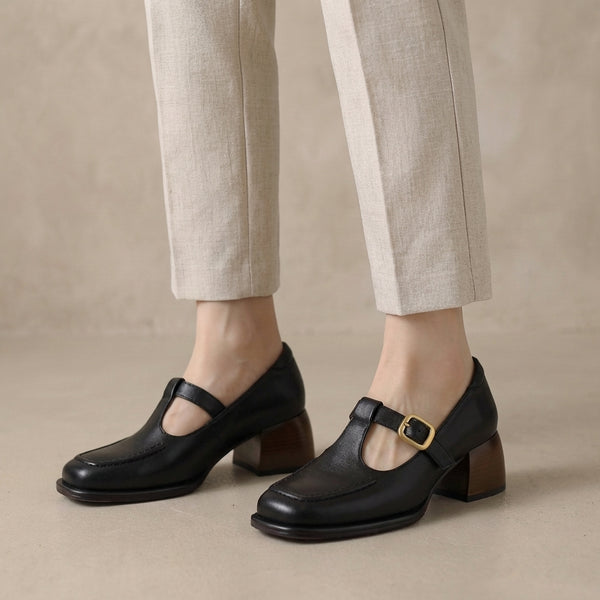 Orthopedic Square Toe T-Strap Mary Jane Shoes for Women – Supportive & Comfortable Design