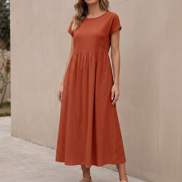 Relaxed Fit Maxi Dress with Pockets for Women – Comfortable & Stylish Design