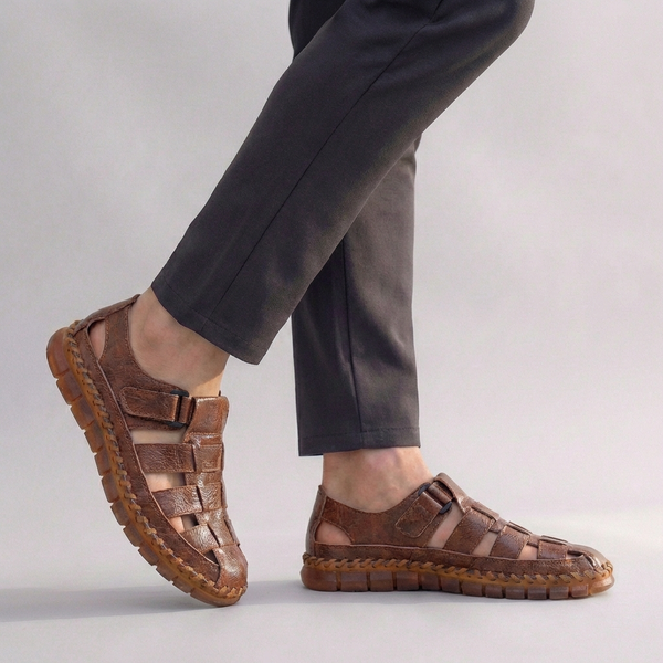 Strappy Buckle Closed Toe Fisherman Sandals for Men – Orthopedic Comfort & Support