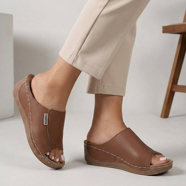 Open Toe Orthopedic Wedge Slide Sandals for Women – Supportive Casual Comfort