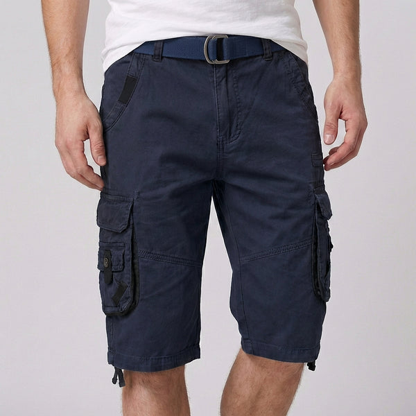 Relaxed Fit Belted Cargo Shorts for Men – Functional & Comfortable Design