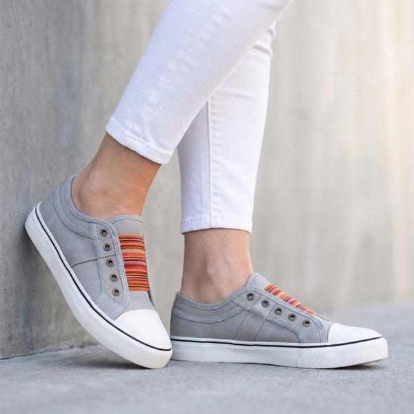 Striped Low-Top Slip-On Sneakers for Women – Stylish & Comfortable