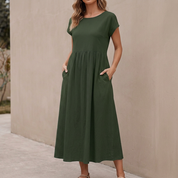 Relaxed Fit Maxi Dress with Pockets for Women – Comfortable & Stylish Design