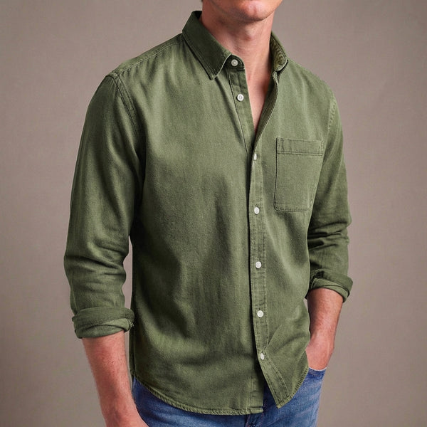 Regular Fit Solid Button-Down Shirt for Men – Classic Casual Comfort