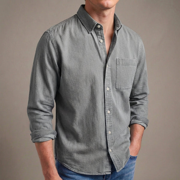 Regular Fit Solid Button-Down Shirt for Men – Classic Casual Comfort