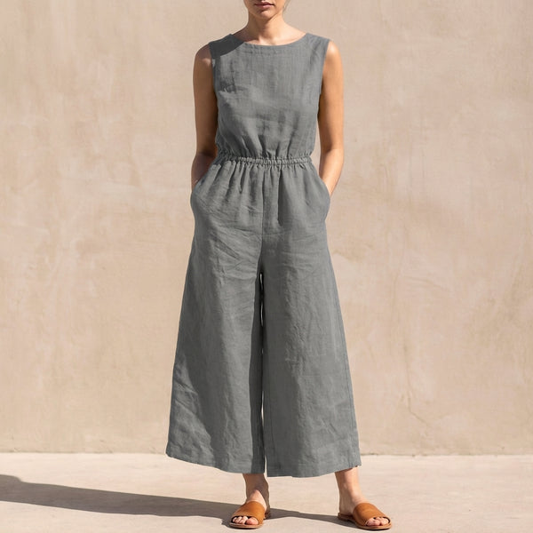 Relaxed Fit Wide-Leg Cropped Jumpsuit for Women – Comfortable Casual Style