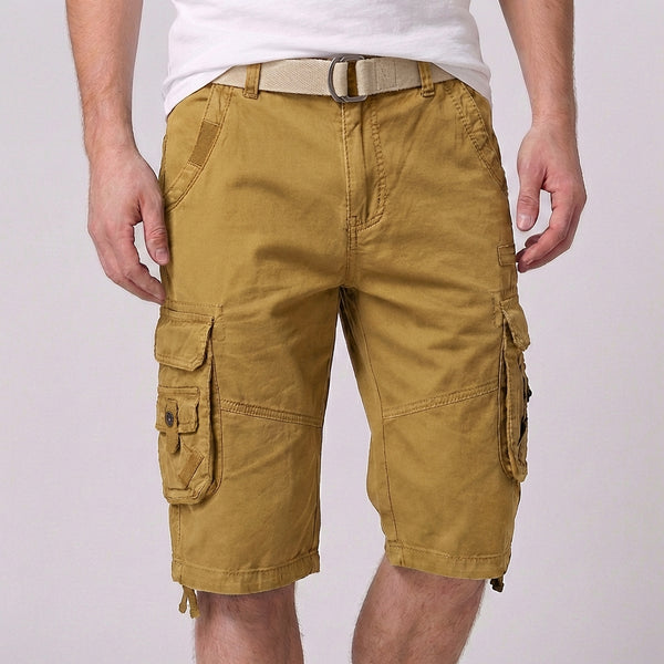 Relaxed Fit Belted Cargo Shorts for Men – Functional & Comfortable Design