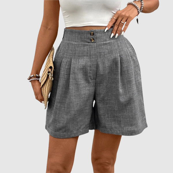 High-Waisted Pleated Wide-Leg Shorts for Women – Stylish & Comfortable Design